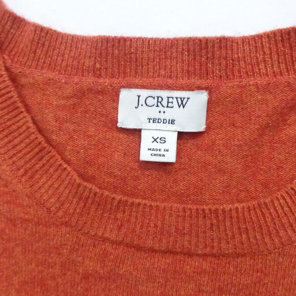 J Crew Cotton Wool Blend Teddie Sweater Crew Neck Pullover Reddish-orange Sz XS - Picture 3 of 5